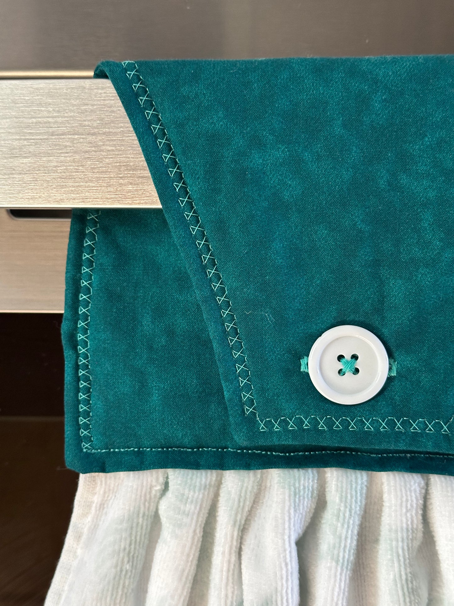Teal Palm Leaves Towel