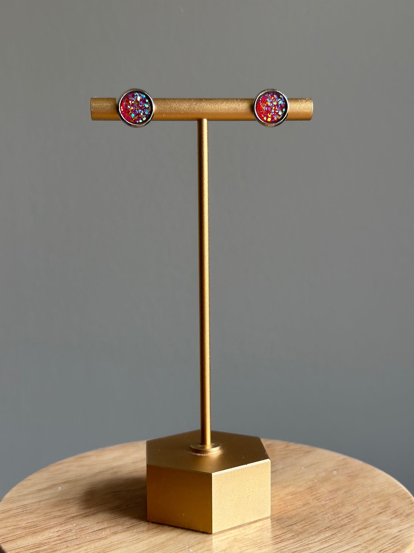 Set of 3 - Patriotic Druzy Earrings