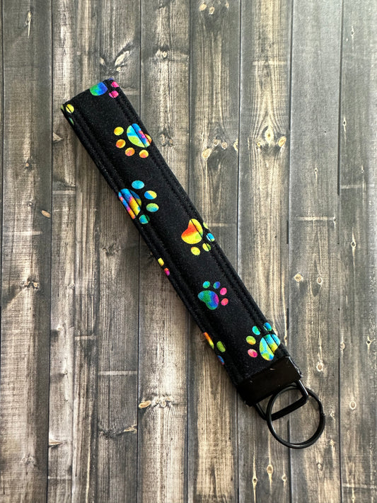 Rainbow Dog Paws Wristlet