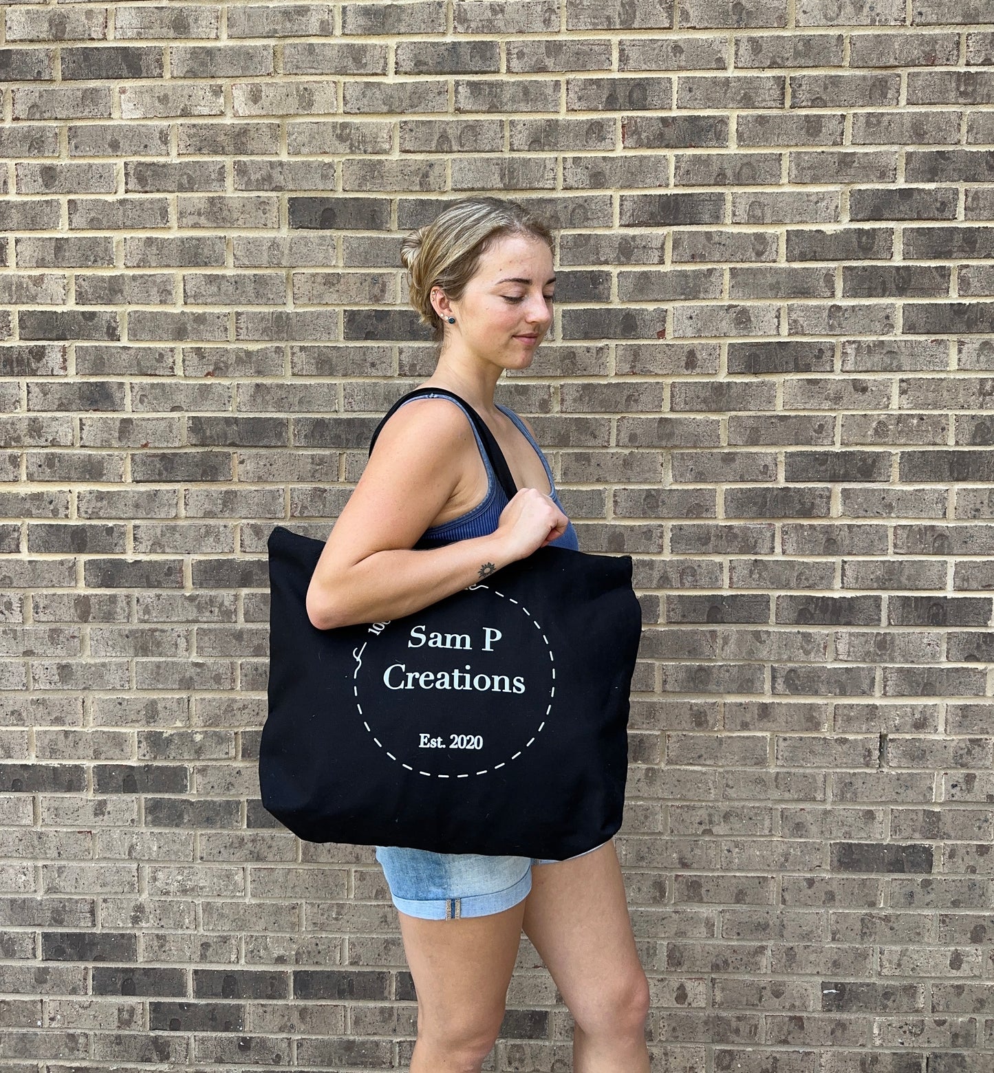 Sam P Creations Canvas Zipper Tote Bag