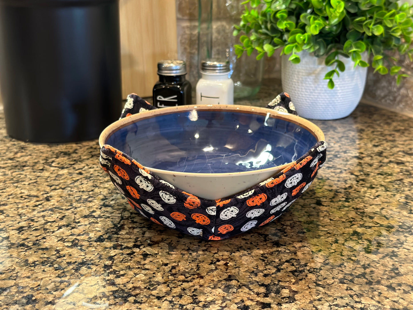 White and Orange Pumpkins Microwave Bowl Cozy