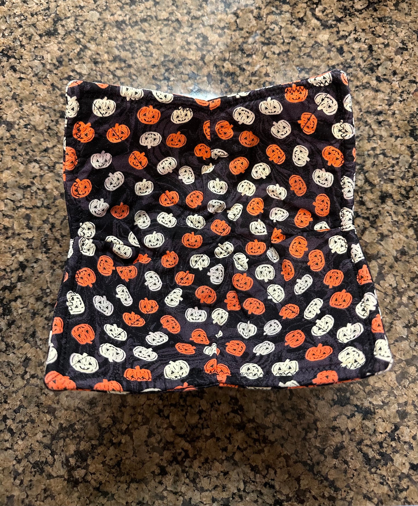 White and Orange Pumpkins Microwave Bowl Cozy