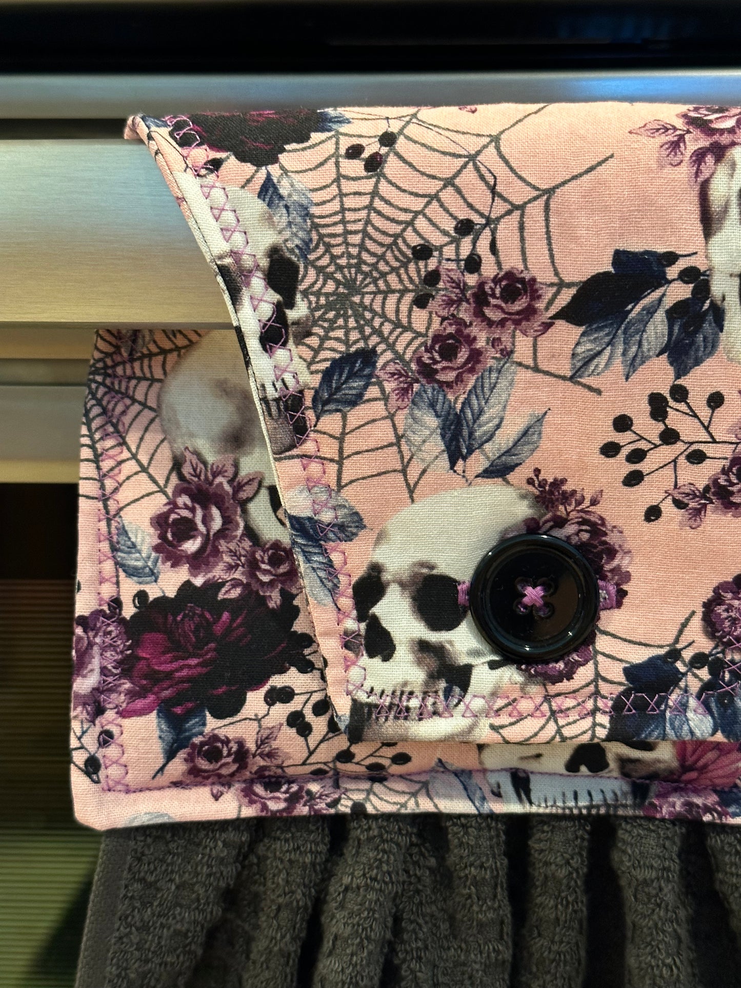 Skulls & Purple Flowers Towel