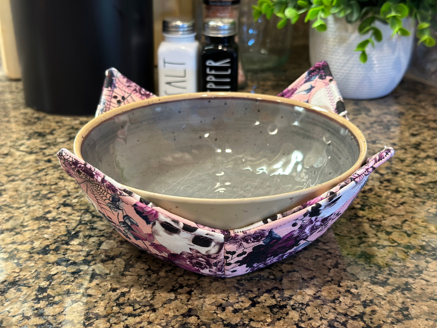 Skulls & Purple Flowers Microwave Bowl Cozy