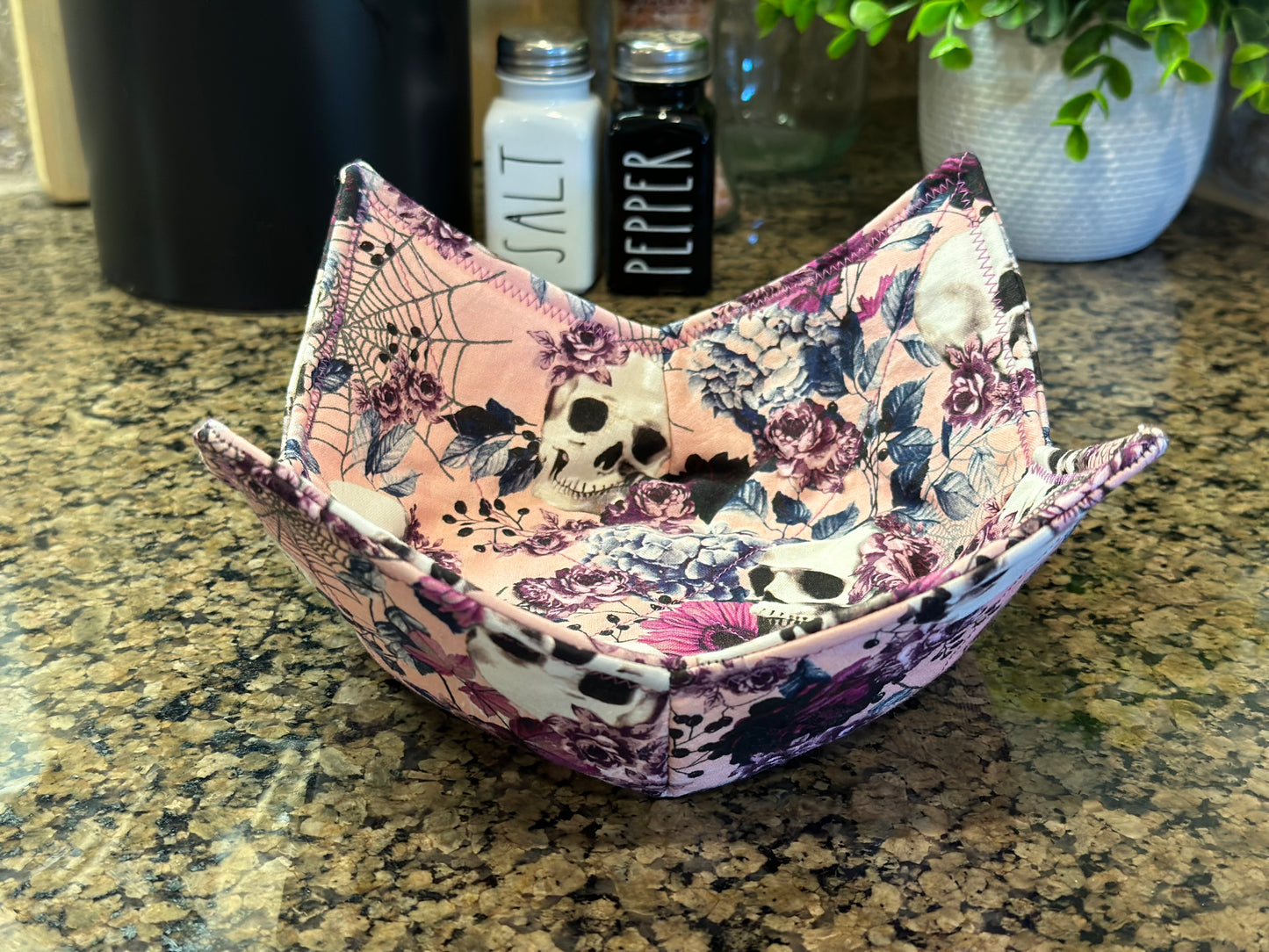 Skulls & Purple Flowers Microwave Bowl Cozy