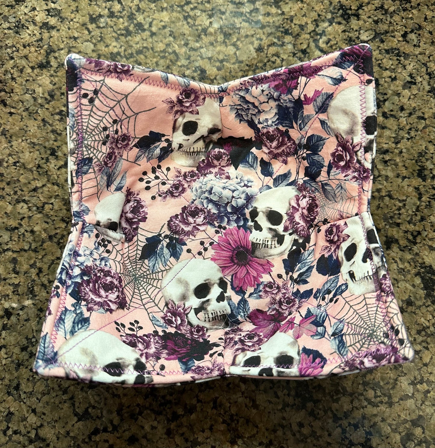 Skulls & Purple Flowers Microwave Bowl Cozy