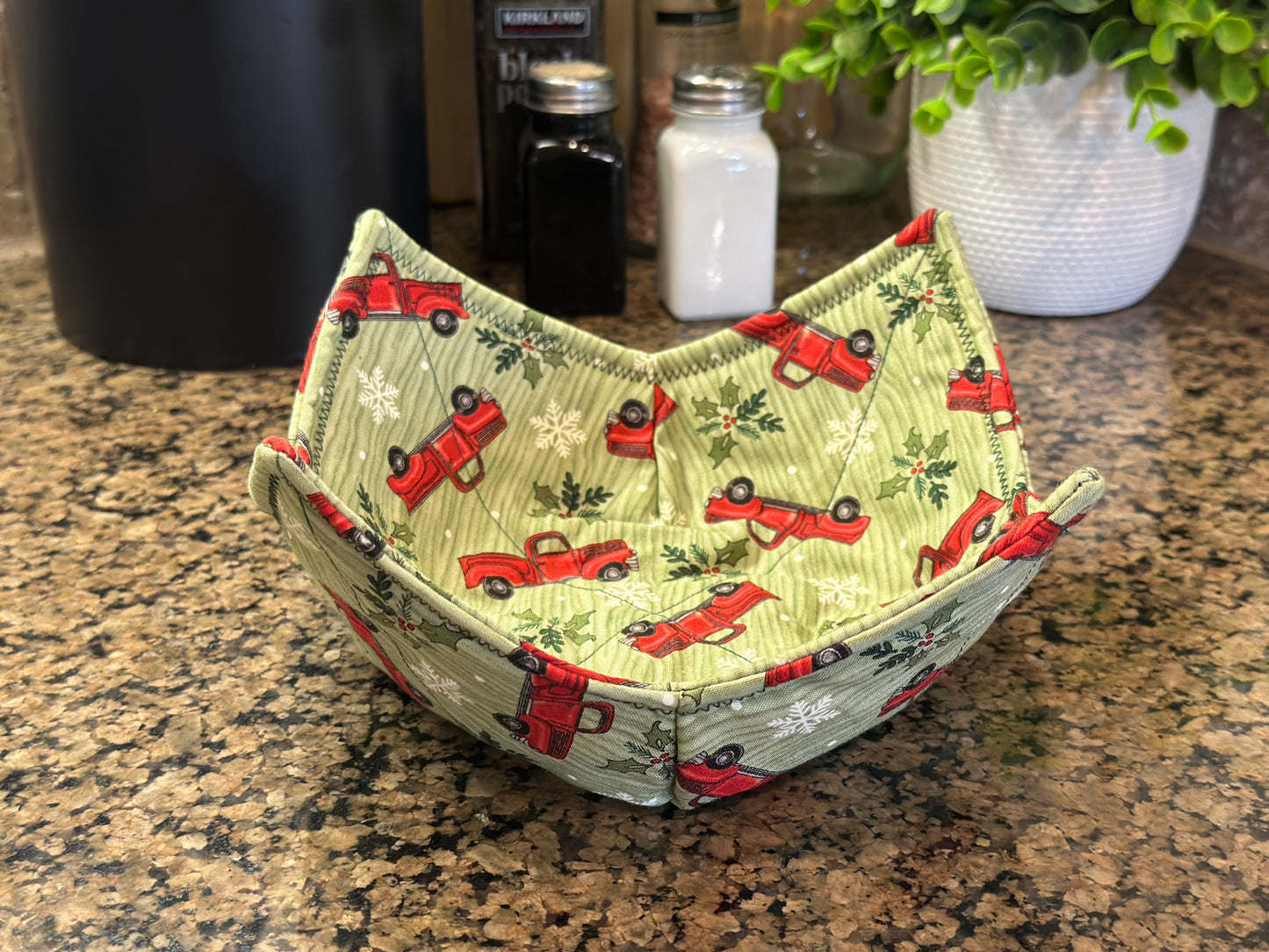 Red Truck + Holly Microwave Bowl Cozy