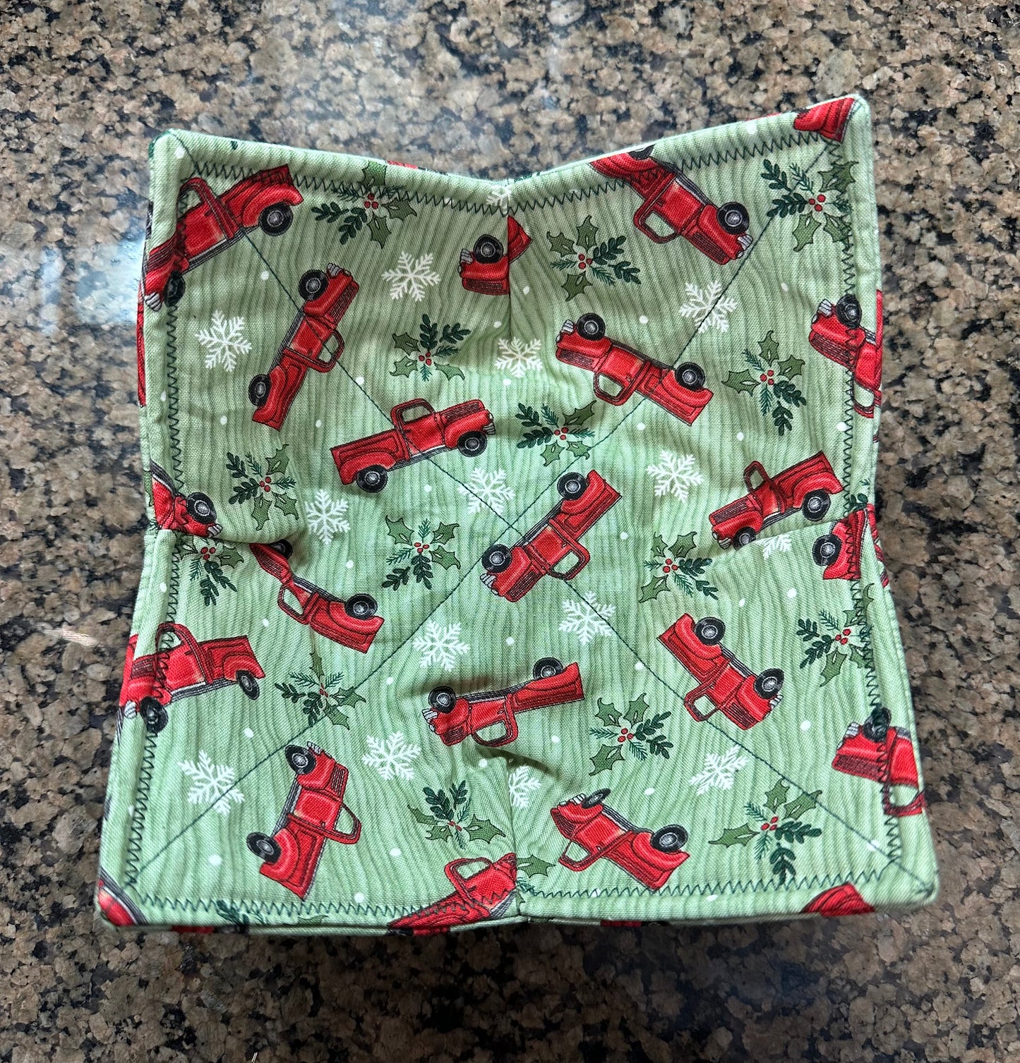 Red Truck + Holly Microwave Bowl Cozy