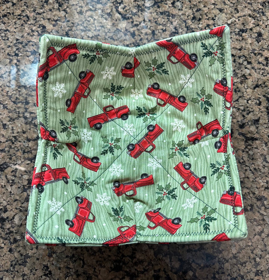 Red Truck + Holly Microwave Bowl Cozy