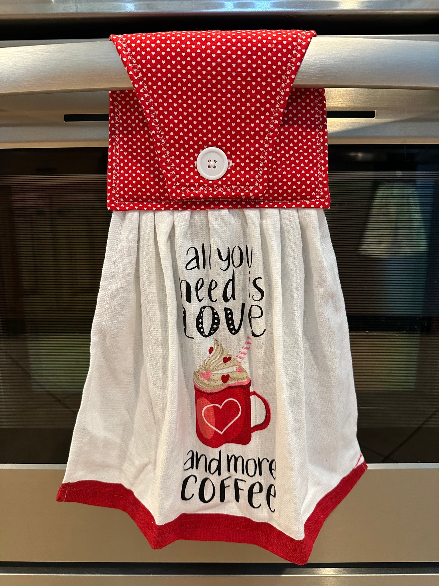All You Need Is Love and More Coffee (Red) Towel