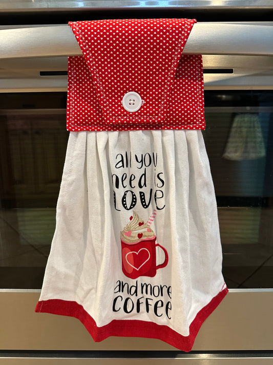 All You Need Is Love and More Coffee (Red) Towel