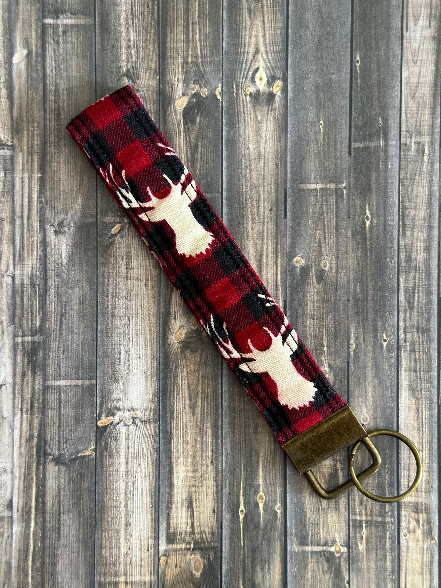 Red Plaid Elk Wristlet