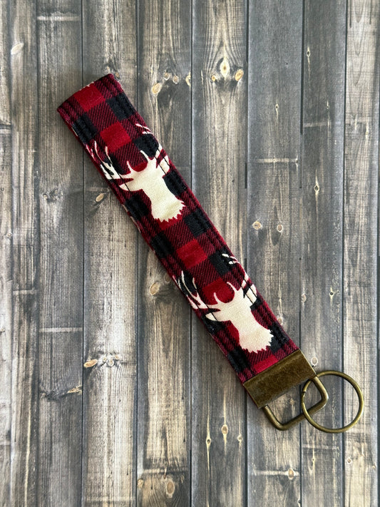 Red Plaid Elk Wristlet