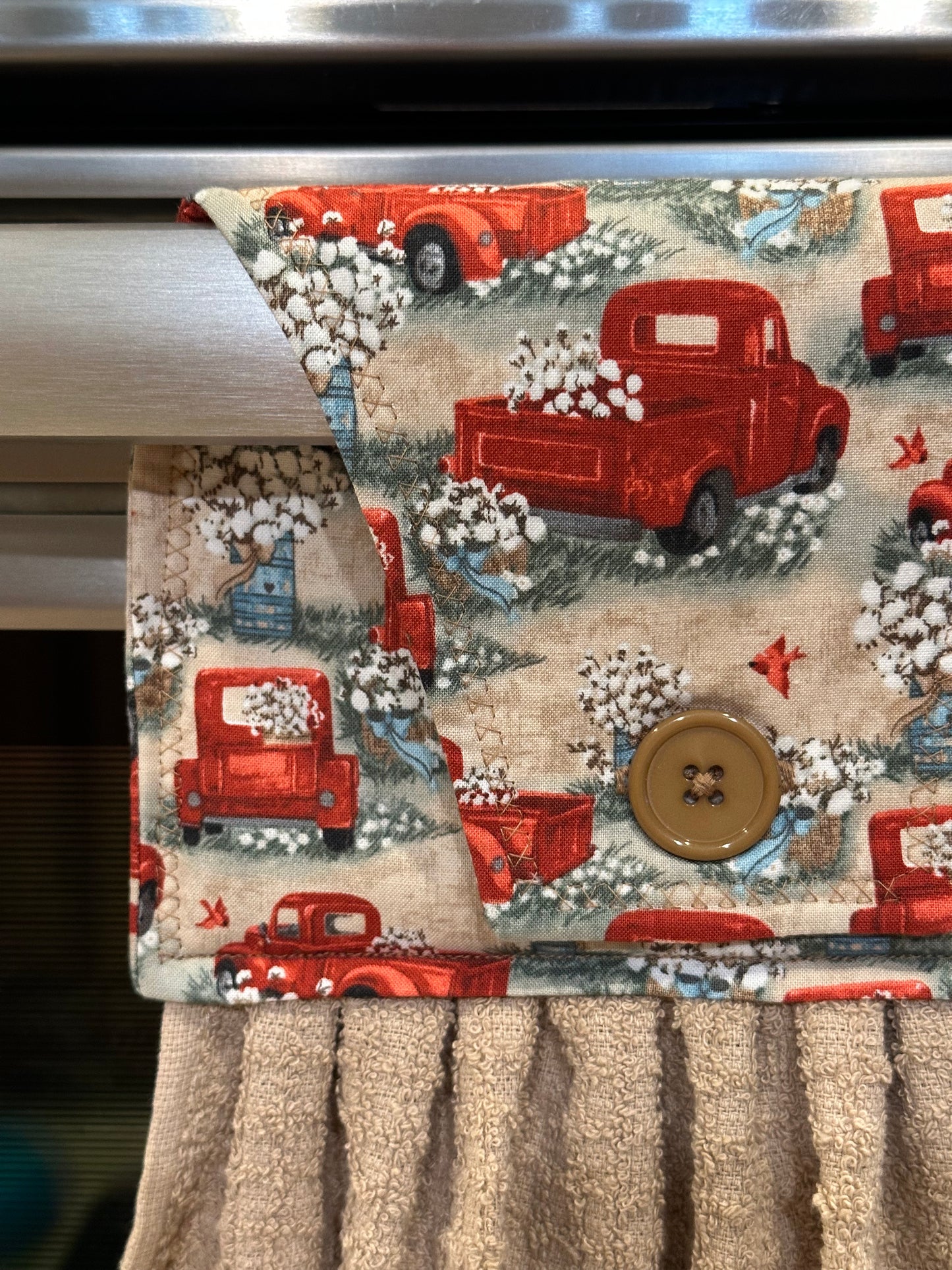 Red Truck + Cotton Beige Towel