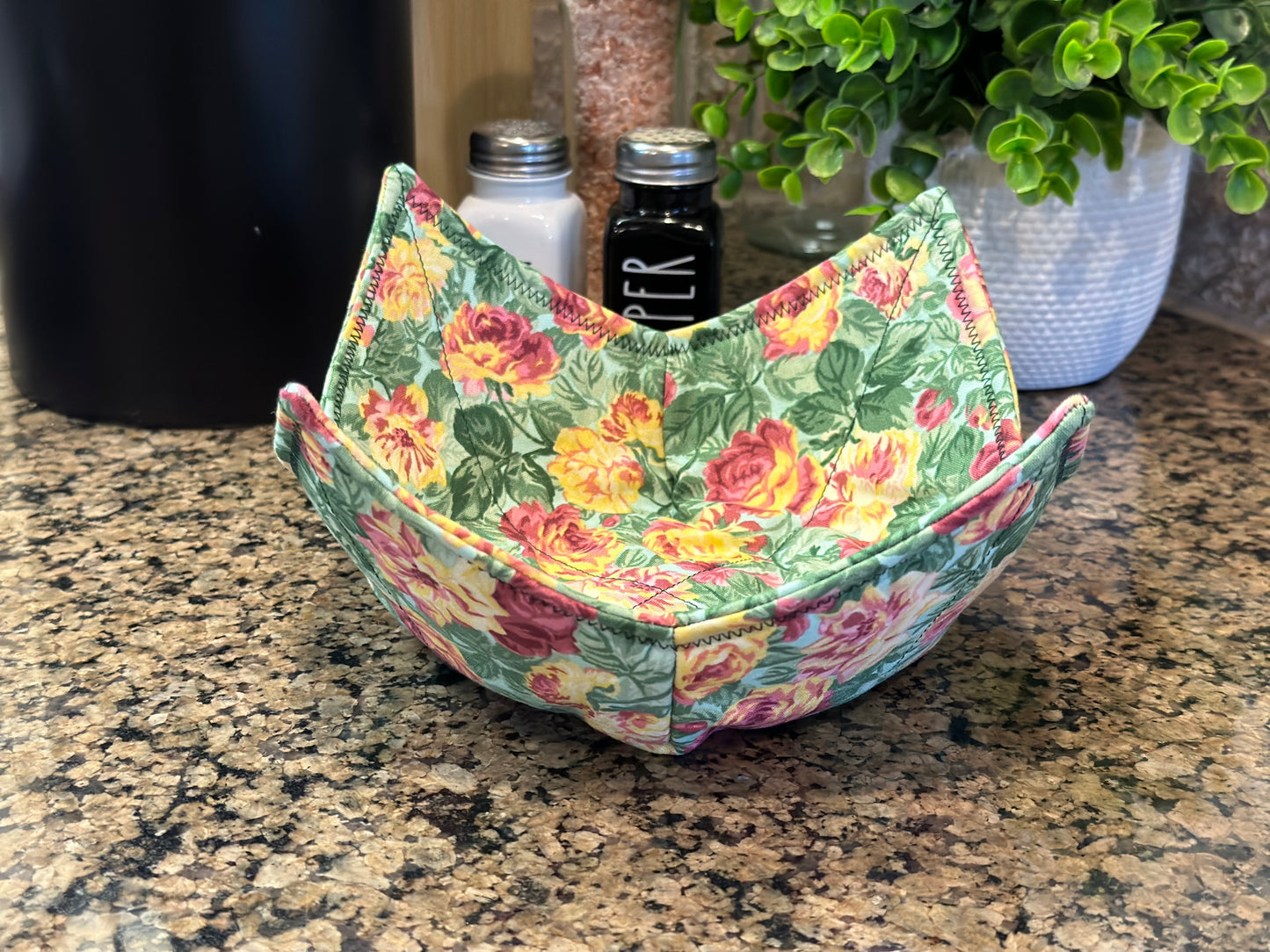 Pink + Yellow Roses Microwave Bowl Cozy