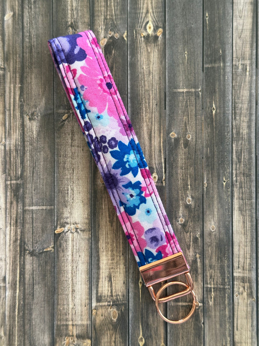 Purple Floral Wristlet