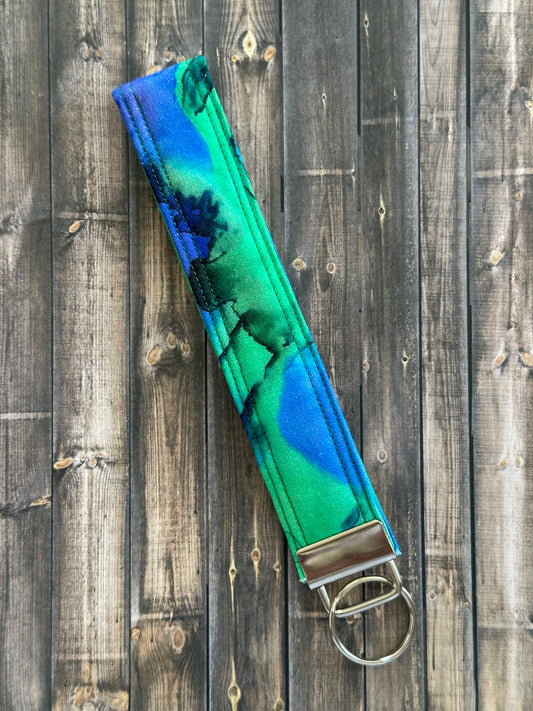 Green + Blue Watercolor Wristlet