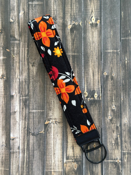 Japanese Orange Floral Wristlet