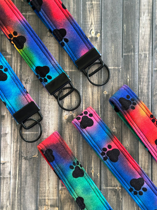 Rainbow Dog Paws Wristlet