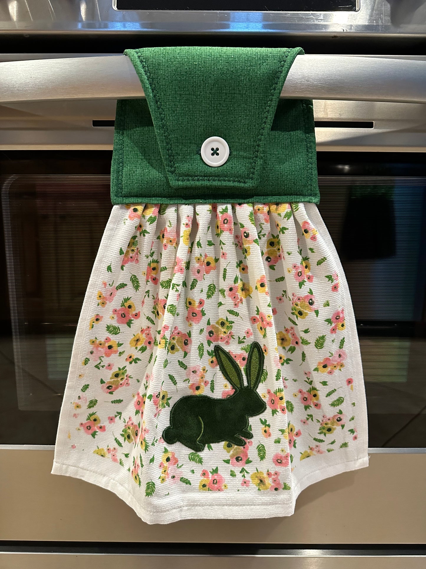 Spring Flowers, Embroidered Bunny Towel
