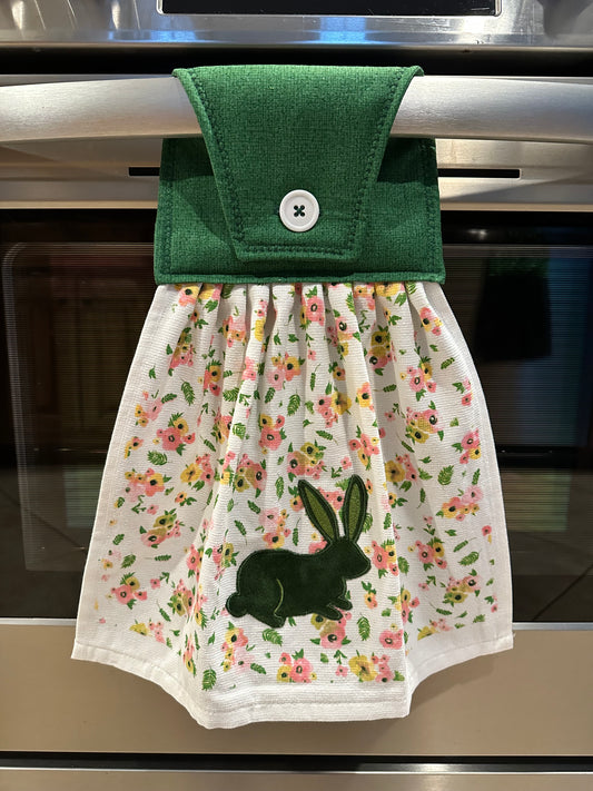 Spring Flowers, Embroidered Bunny Towel