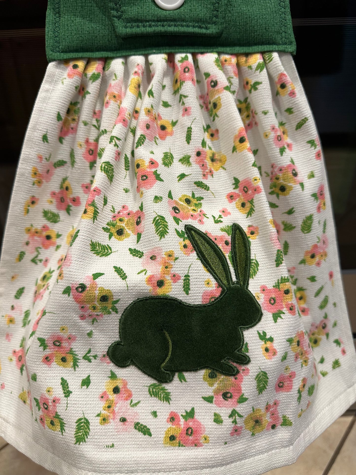 Spring Flowers, Embroidered Bunny Towel