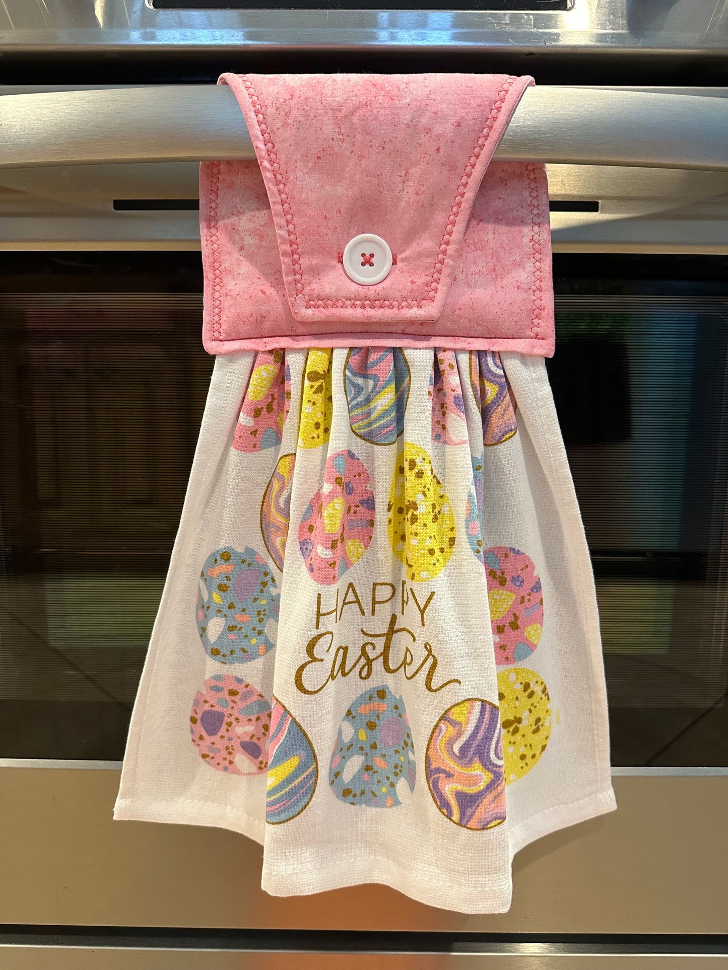 Happy Easter Watercolor Eggs (Pink) Towel