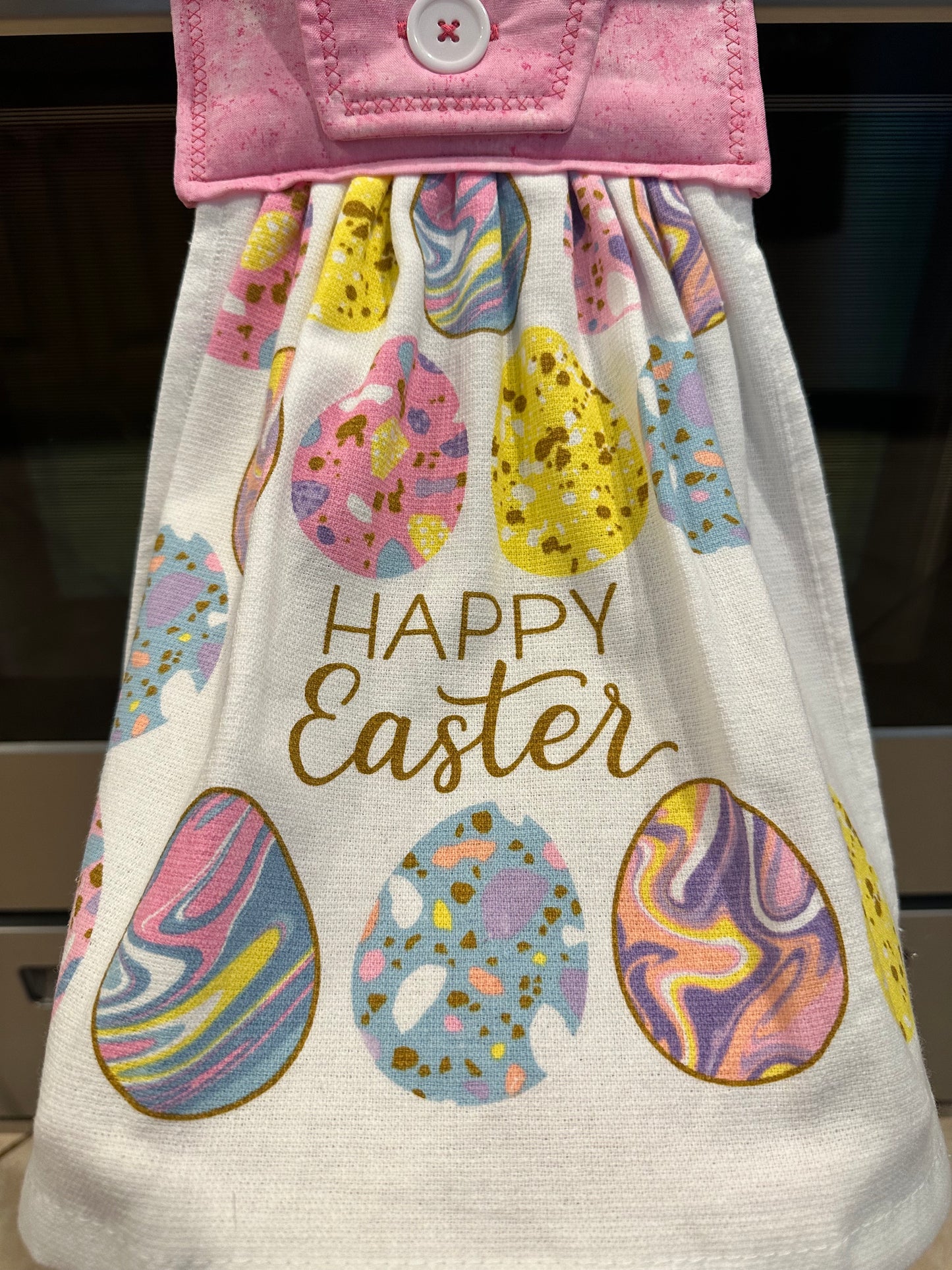 Happy Easter Watercolor Eggs (Pink) Towel