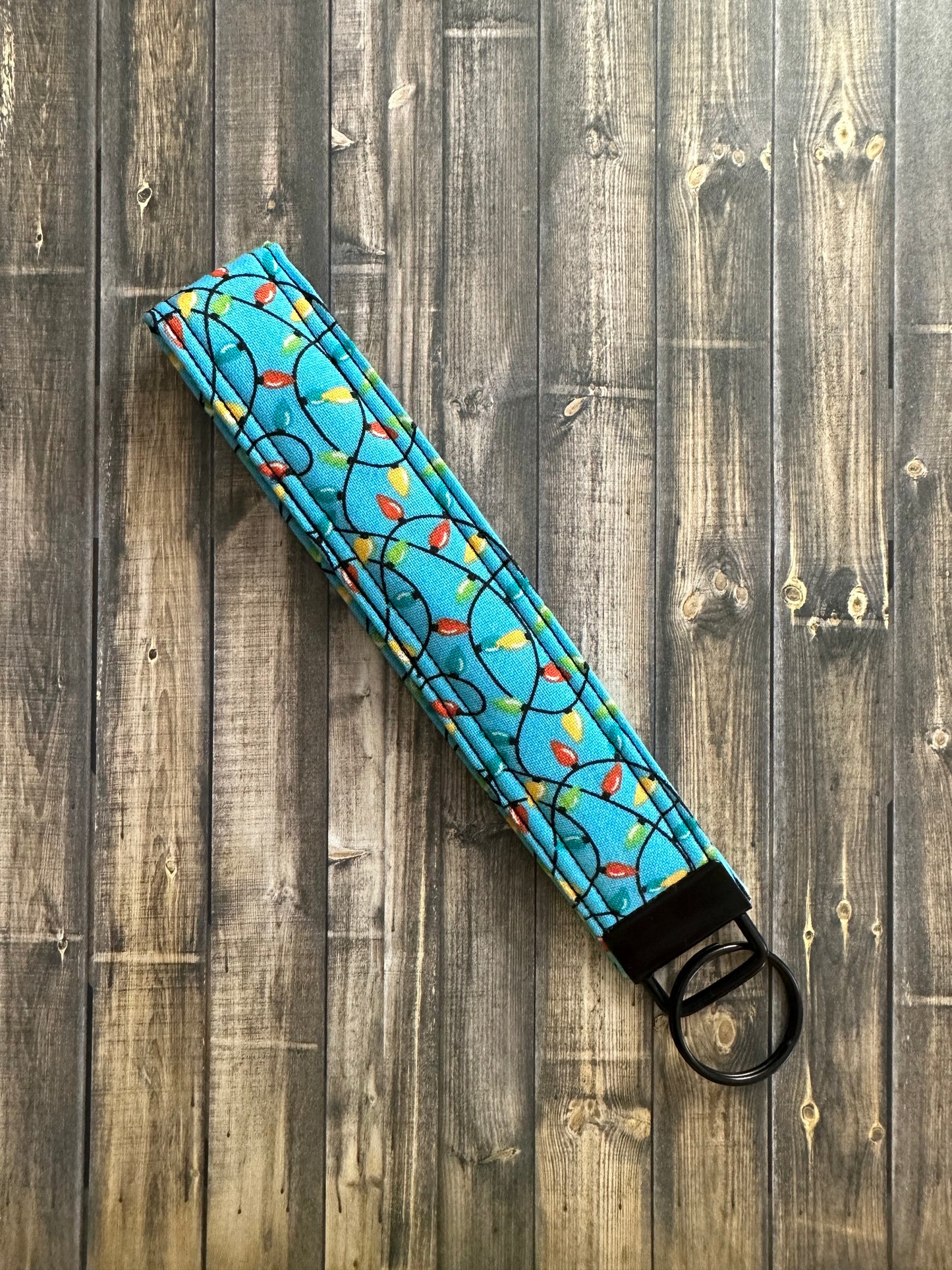 Blue Christmas Lights Wristlet