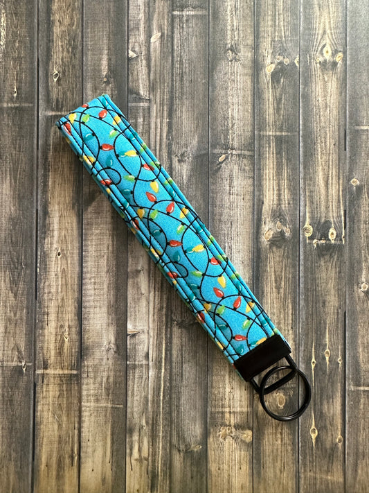 Blue Christmas Lights Wristlet