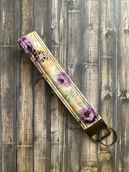 Rustic Purple Roses Wristlet