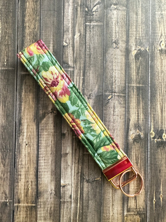 Pink/Yellow Roses Wristlet