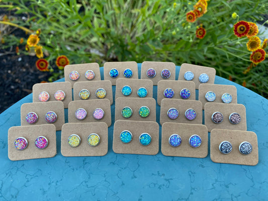 8mm Druzy Stud Earrings