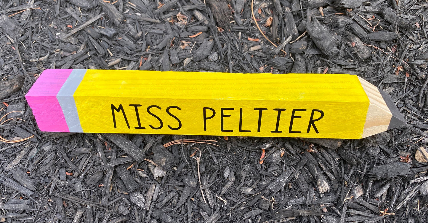 Personalized Wooden Pencil Teacher Name Sign