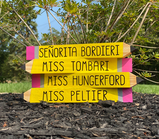 Personalized Wooden Pencil Teacher Name Sign