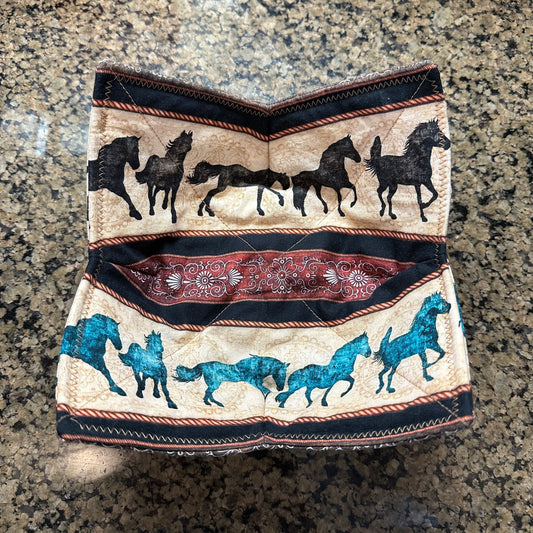 Western Wild Horses Microwave Bowl Cozy