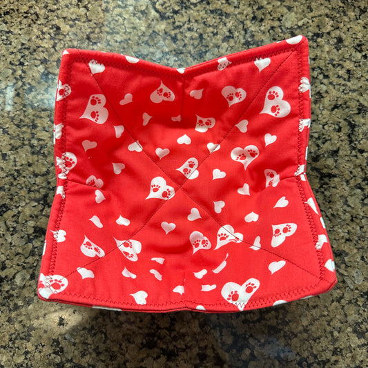 Dog Paws + Hearts Microwave Bowl Cozy