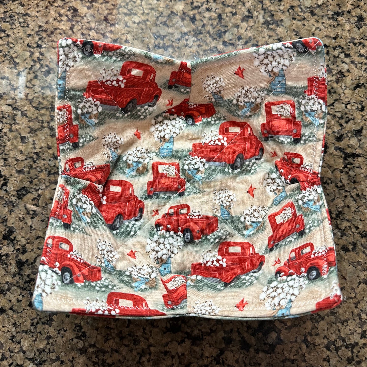 Red Truck + Cotton Microwave Bowl Cozy