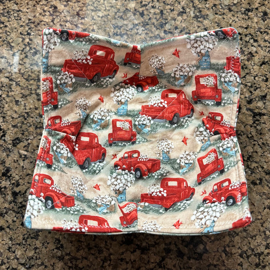 Red Truck + Cotton Microwave Bowl Cozy