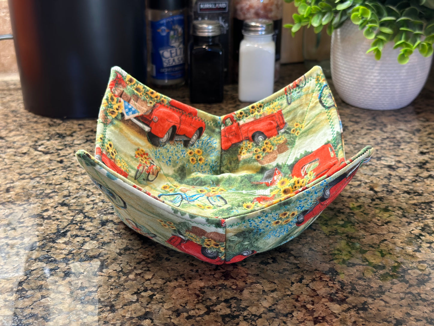 Red Truck + Sunflowers Microwave Bowl Cozy