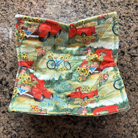 Red Truck + Sunflowers Microwave Bowl Cozy