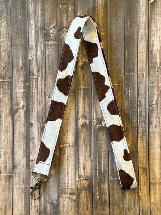 Brown Cow Print Lanyard