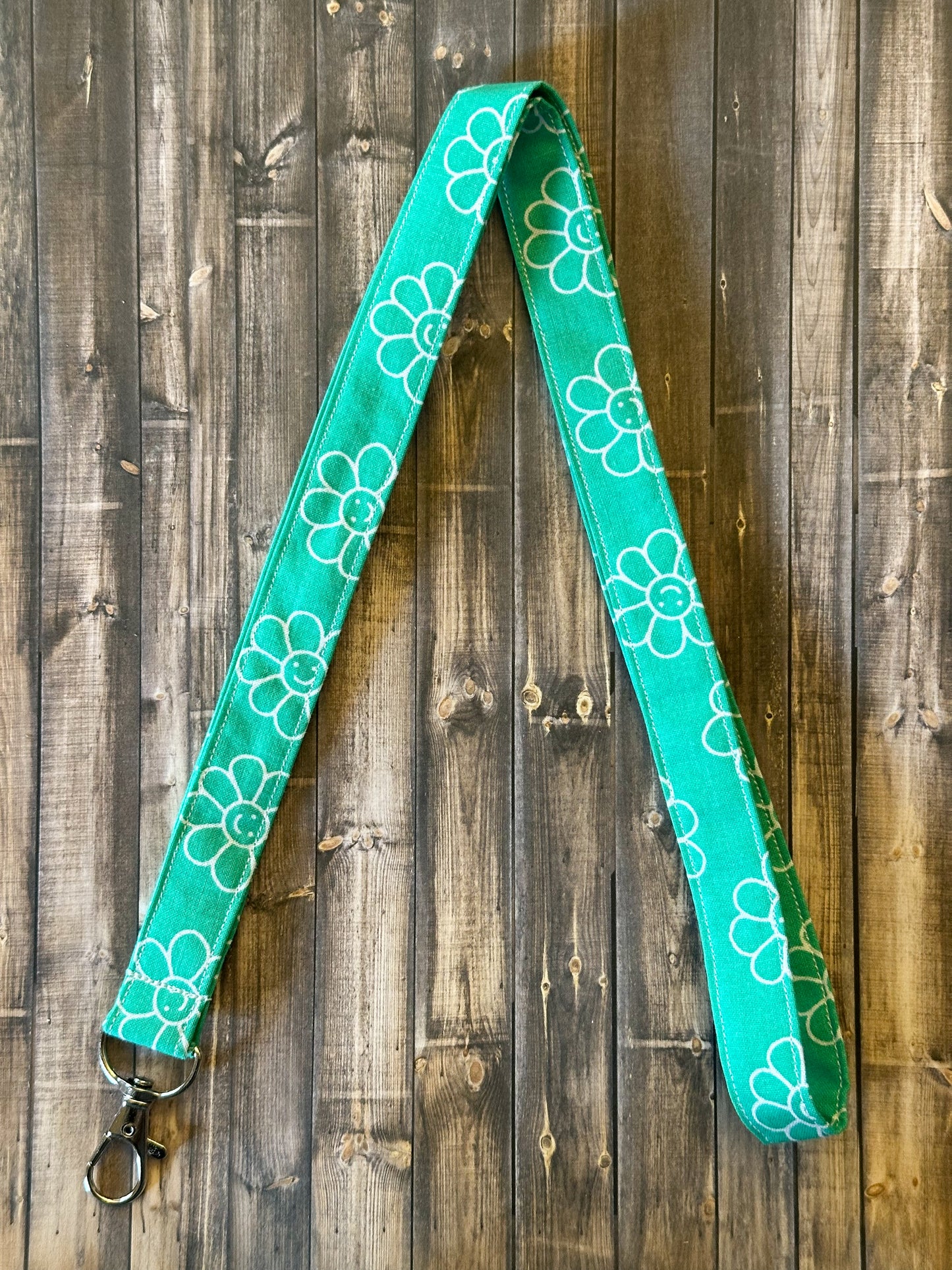 Smiley Face Daisy Flower Lanyard