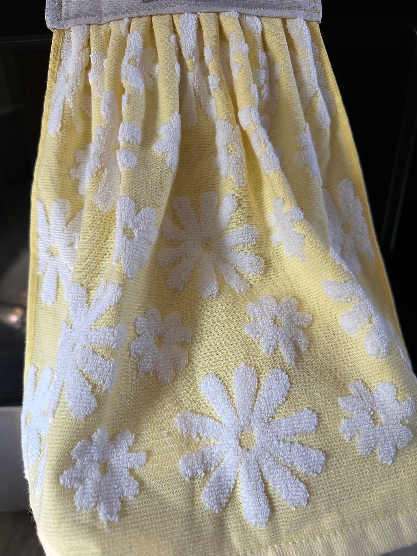 White Daisy Yellow Towel