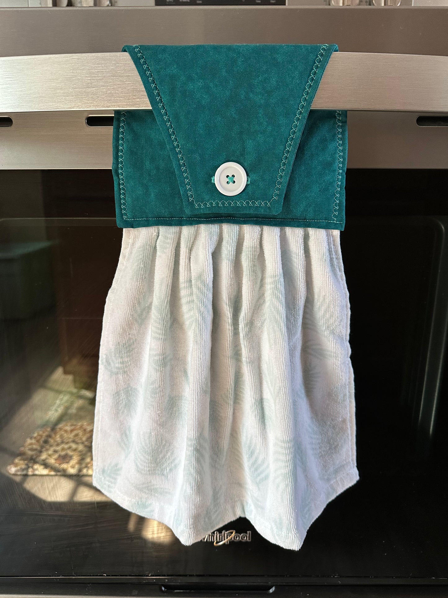 Teal Palm Leaves Towel