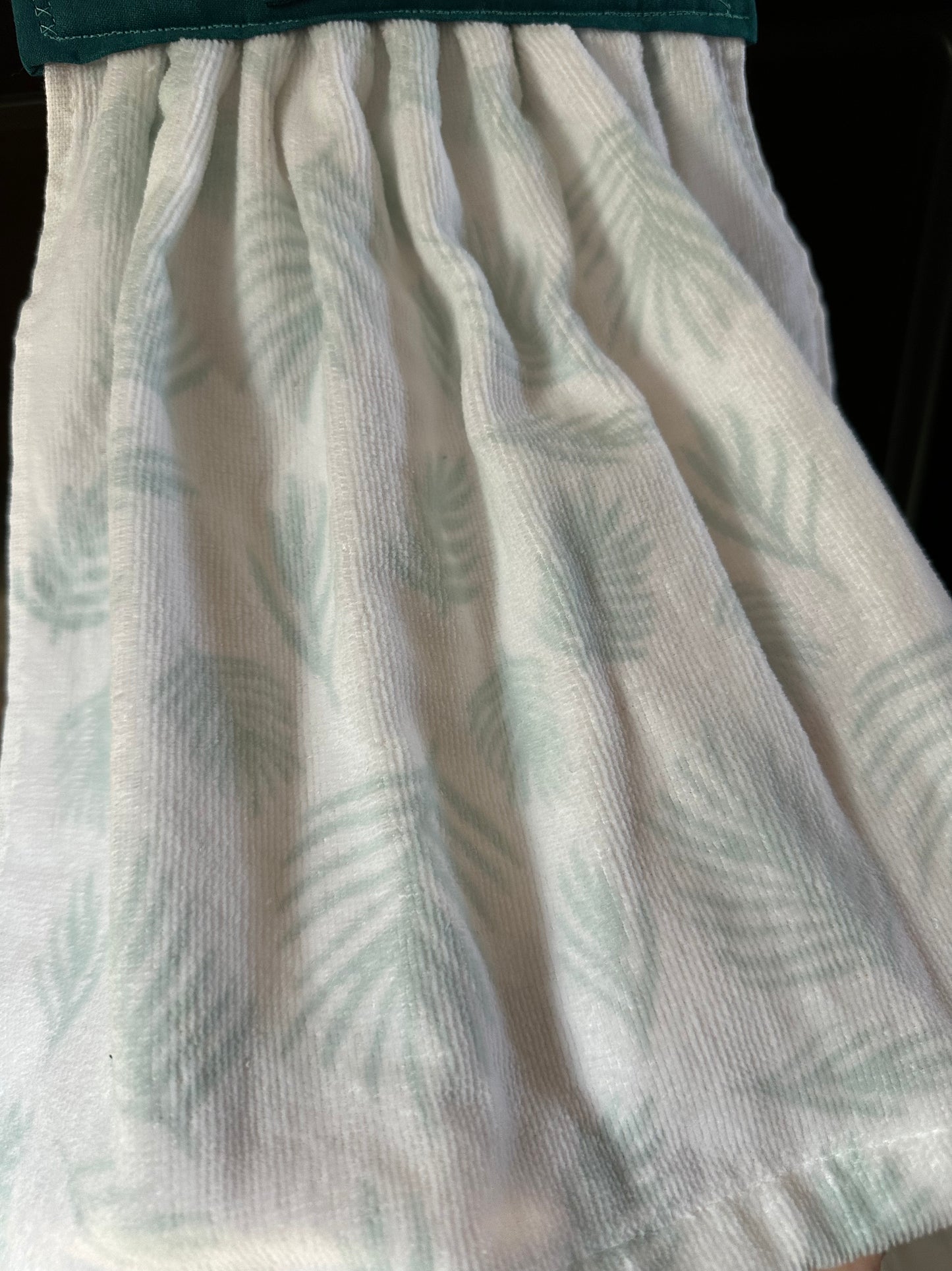 Teal Palm Leaves Towel