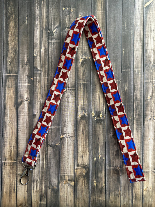 Red and Blue Stars Lanyard