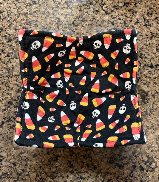 Skulls and Candy Corn Microwave Bowl Cozy