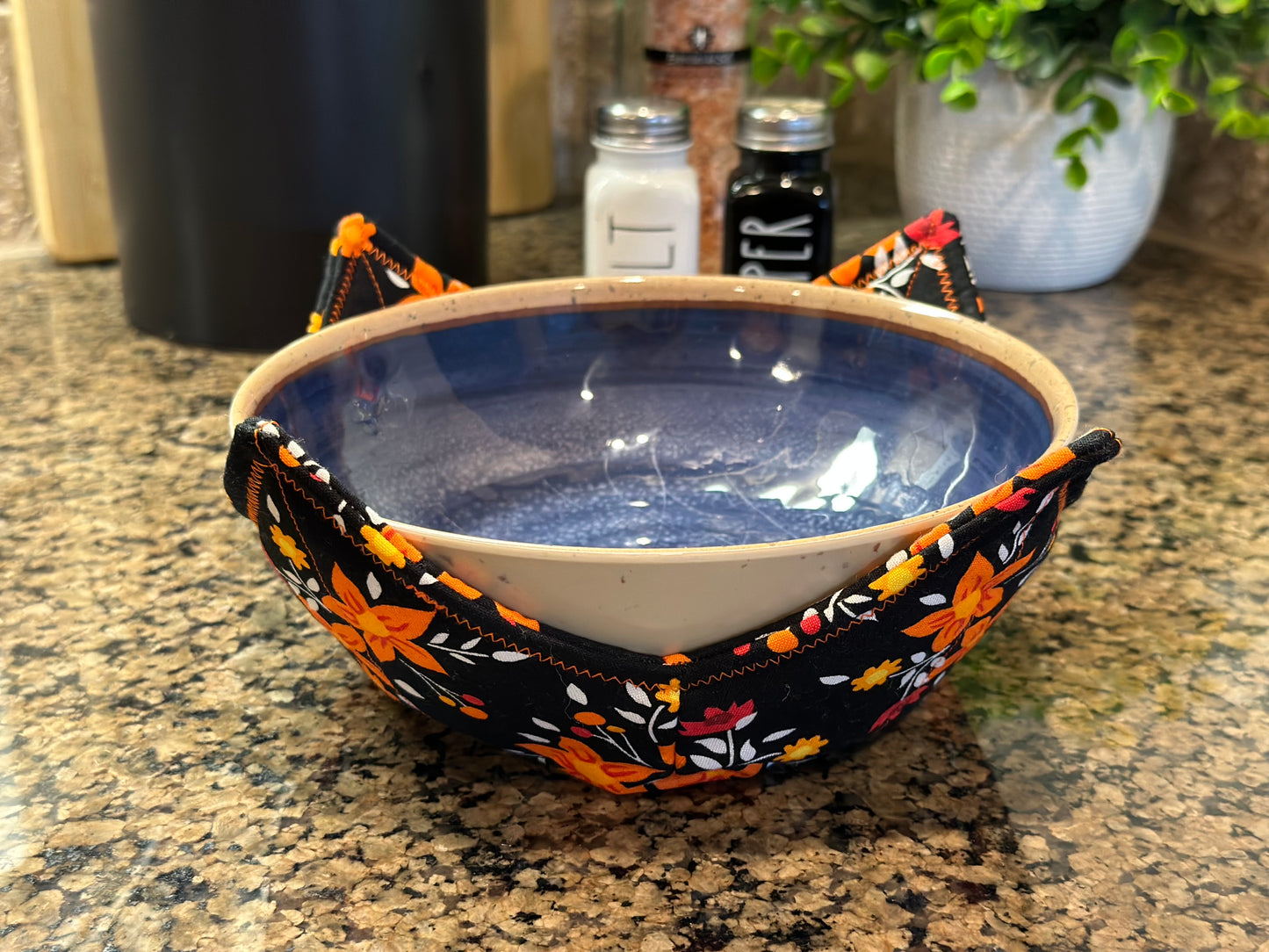Japanese Orange Floral Microwave Bowl Cozy