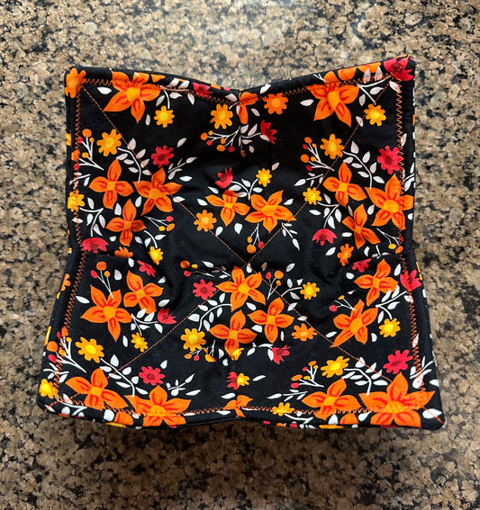 Japanese Orange Floral Microwave Bowl Cozy